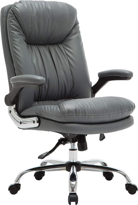 Yamasoro Ergonomic Executive Office Chair With Flip Up Arms And Back Support High Back Leather