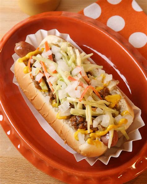 I will always use this recipe when preparing hotdogs! "Bulldog" Hot Dogs with Chili Recipe | Martha Stewart