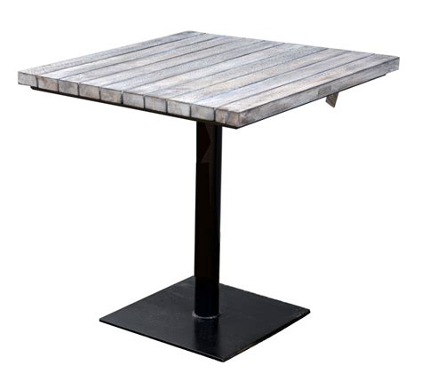 Black rectangular metal outdoor picnic table frame only, wood not included. Square Metal Pedestal Table Mango Wood Top Rustic White Wash Finish - Roudham Trading