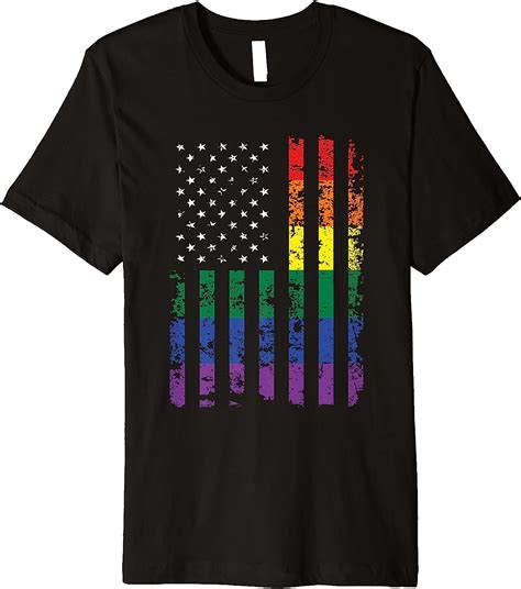 Gay Pride Rainbow Flag Premium T Shirt Clothing Shoes