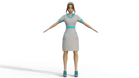 3d cartoon nurse female rigged animated blender with unity turbosquid 2173532