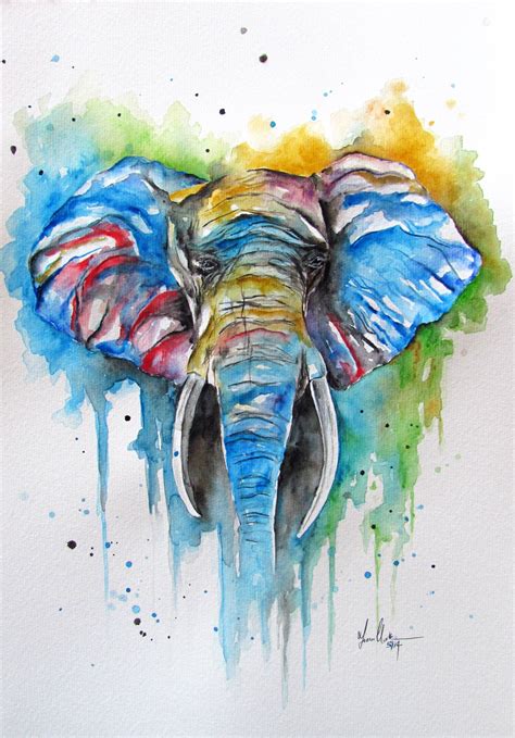 Colourful African Elephant Watercolor Elephant Elephant Painting