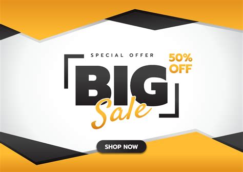 Big Sale Banner With Shop Now Button Special Offer 50 Percent Off Web