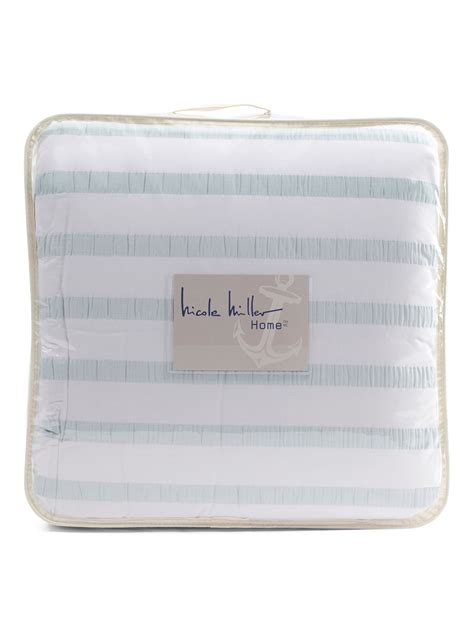 Nicole Miller Seersucker Stripe Comforter Set In Aqua Comforter Sets