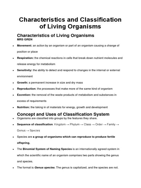 1 Characteristics And Classification Of Living Organisms Pdf