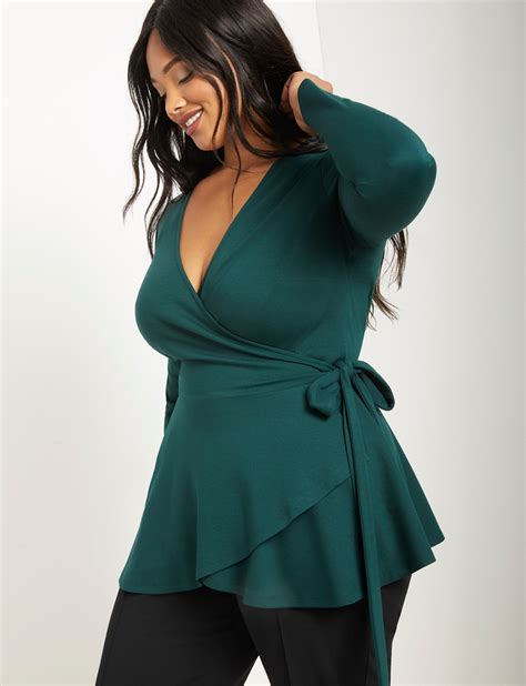 Peplum Wrap Top Womens Plus Size Tops In 2020 Plus Size Tops