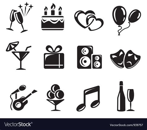 Party Icons Royalty Free Vector Image Vectorstock