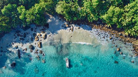 Silhouette Island Beach Aerial View 4k Wallpapers Hd Wallpapers Id