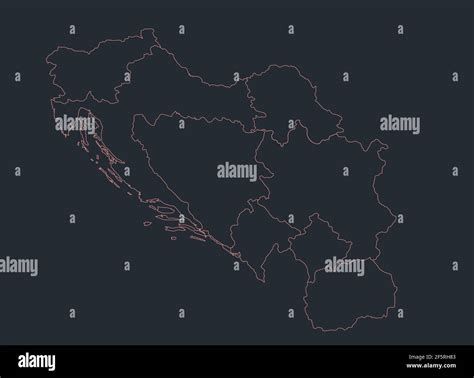 Infographics Yugoslavia Map Outline Flat Design Color Blue Orange
