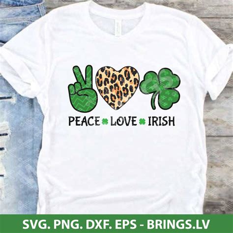 Peace Love Irish St Patricks Day Svg Eps Png Dxf Cutting Files