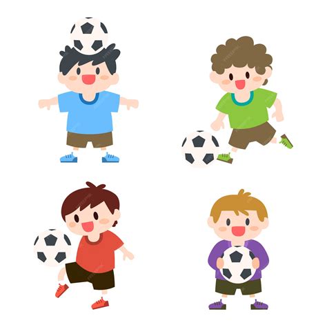 Premium Vector Little Boys Playing Soccer Illustration