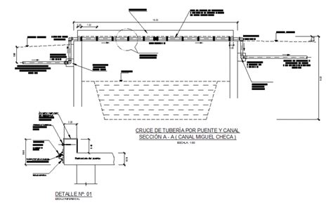 Details Of Pipe In Channel And Bridged Crossing Cad Construction