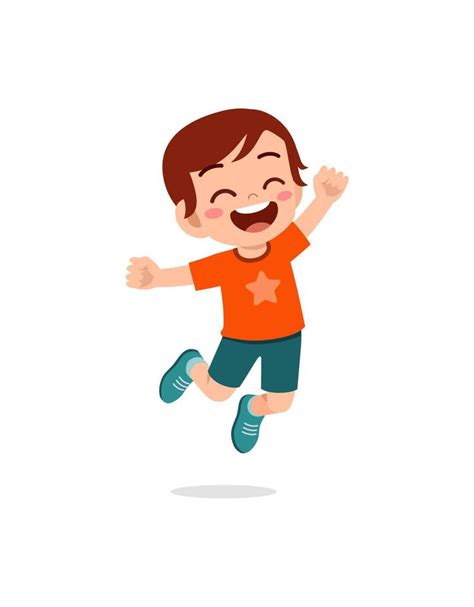 Cute Little Kid Jump And Feel Happy 7846344 Vector Art At Vecteezy
