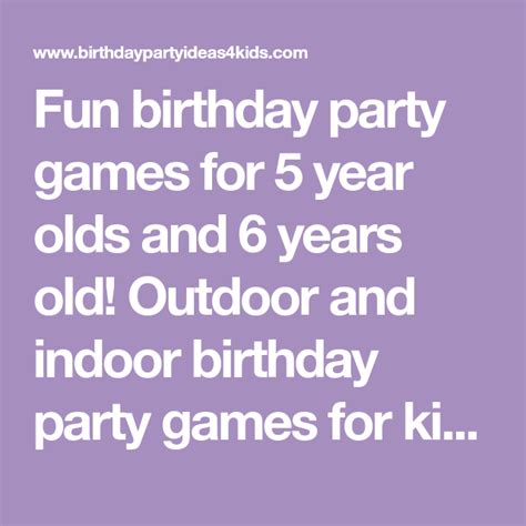 Fun Birthday Party Games For 5 Year Olds And 6 Years Old Outdoor And Indoor Birthday Par