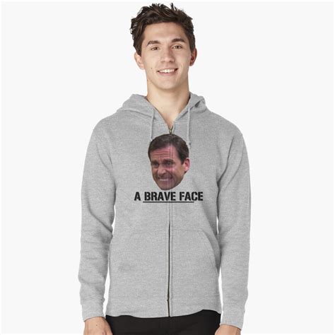 Michael Scott Funny Brave Face The Office Sticker Zipped Hoodie