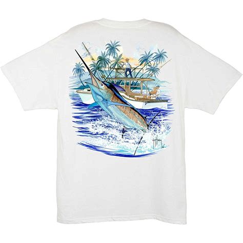 Guy Harvey Mens Marlin And Boat 2 Pocket T Shirt In 2020 Pocket