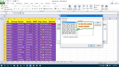 Under sort by select region name and under order select a to z. Sorting Data by Month using Custom List - Excel - YouTube