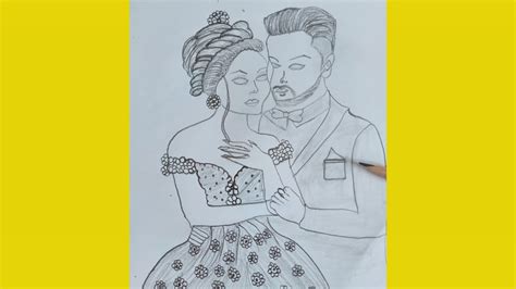 Romantic Couple Pencil Sketch Couple Drawing Step By Step Wedding