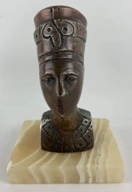Nefertiti Ancient Egyptian Queen Figurine Art Bronze Vintage Bust