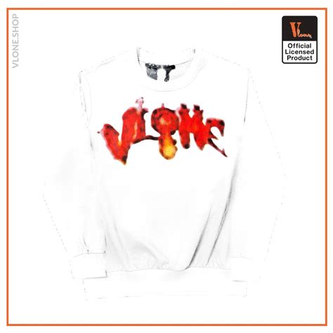 Vlone Sweatshirts Vlone Halloween Flaming Pumpkin Sweatshirt White