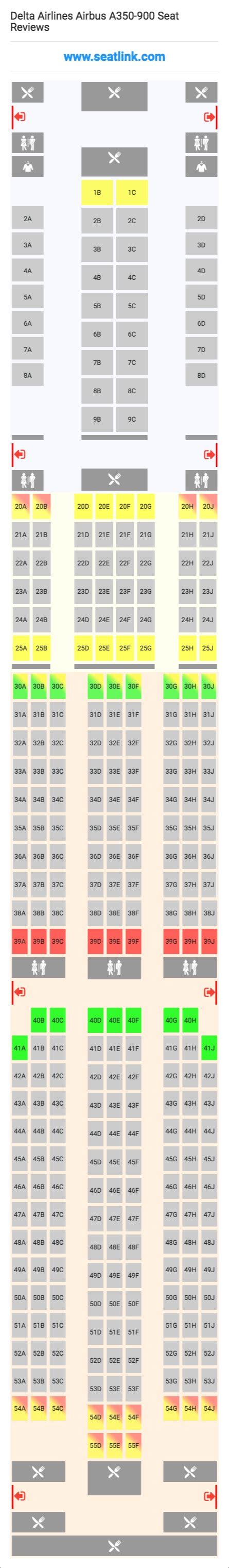 Business, premium economy and economy. Delta Airlines Airbus A350-900 (359) Seat Map | Delta ...