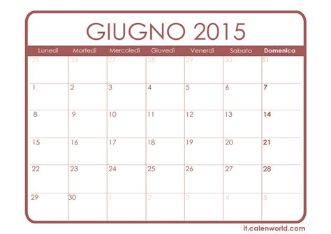 Calendario Giugno 2015 Calendari