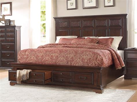 Cranfills Cherry King Storage Platform Bed From Homelegance 1832k 1ek