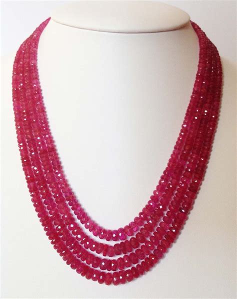 Ruby Bead Necklace Beaded Necklace Ruby Beads Necklace