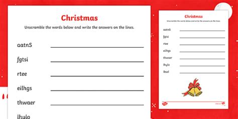 Christmas Word Unscramble Activity Teacher Made Twinkl