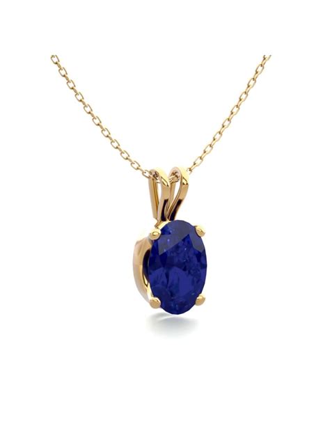 12 Carat Oval Shape Sapphire Necklace In 14k Rose Gold Over 925 Ss 18