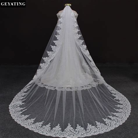 2017 Real Picture 3 Meters Full Edge With Lace Long Wedding Veil With