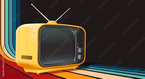 Television Set In Retro Style Vintage Tv Set Retro Vector