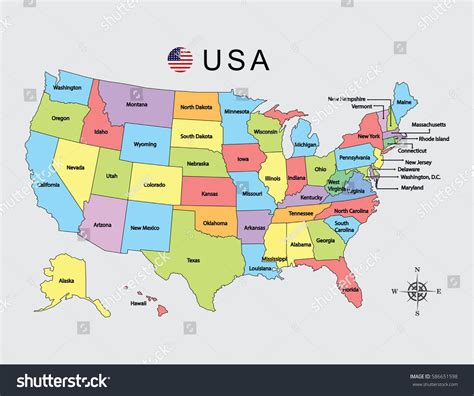 Colorful Map United States America On Stock Vector Royalty Free 586651598