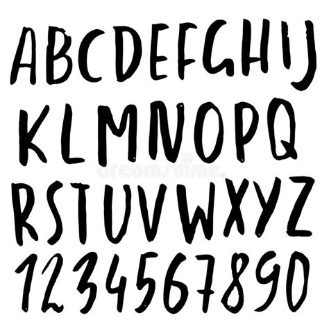 Hand Drawn Dry Brush Lettering Grunge Style Alphabet Handwritten