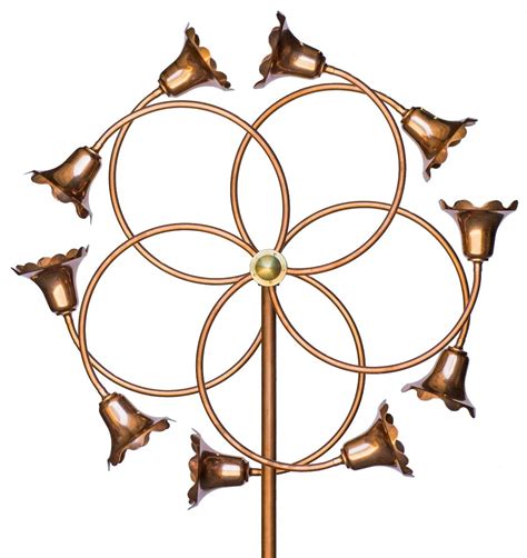 Stanwood Wind Sculpture Kinetic Copper Dual Spinner Tumbling Flowers