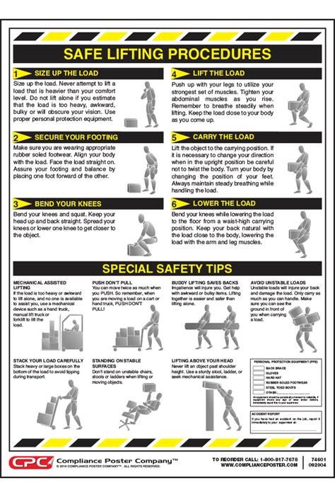 Federal Safe Lifting Poster Compliance Poster Company