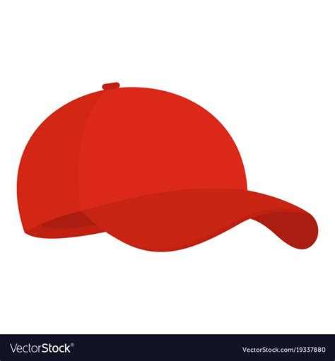 Red Baseball Cap Icon Flat Style Royalty Free Vector Image