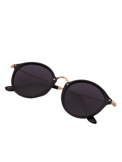 Black Lenses Round Frame Sunglasses Sheinsheinside