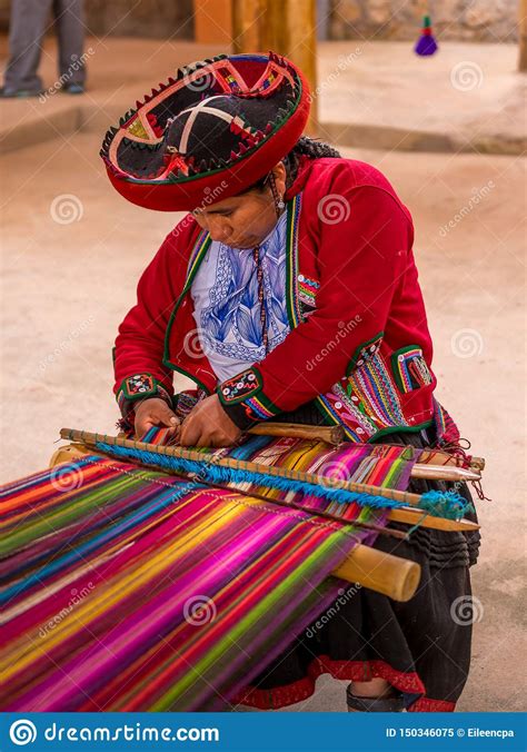 Peruvian Woman Working on Traditional Handmade Wool ...