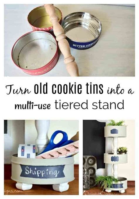 Turn Old Cookie Tins Into A Diy Tiered Stand By Recreated Designs