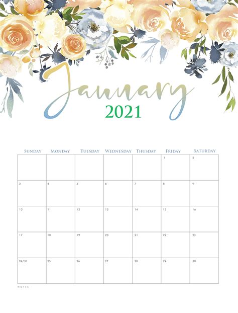 Cute January 2021 Calendar Template January Calendar Kids Calendar