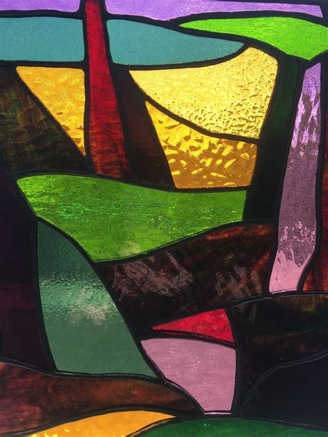 Stained Glass Abstract Landscape Etsy Hong Kong