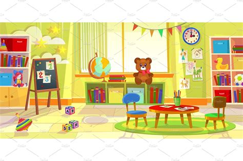 Kids Playroom Kindergarten Child Graphic Objects ~ Creative Market