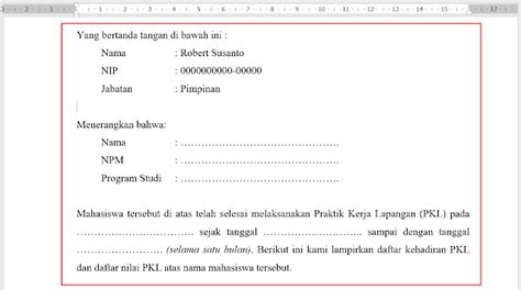 Bagi anda yang pernah membuat surat resmi, pasti sudah tidak asing lagi kan dengan bagian ini? Contoh dan Cara Membuat Surat Keterangan Praktik Kerja ...