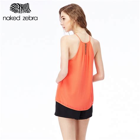 Naked Zebra Hot Female Vest Pure Color Regular Length Sleeveless Halter Embroidery Neckline Tops