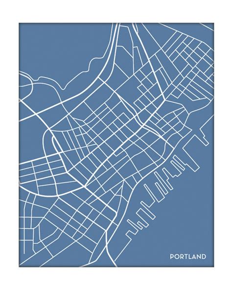 Portland Maine City Map Art Print Wall Art Poster 8x10 Etsy