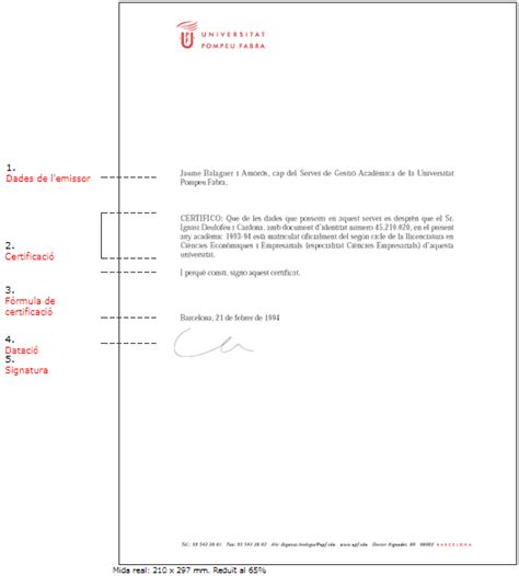 Model De Certificat Documents Administratius De La Universitat Pompeu