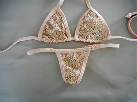 nude champagne sequin net g string bikini exotic dancewear etsy