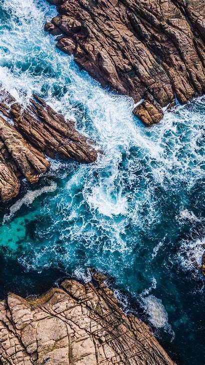 Sea Waves Rocks Shot Canal Coast Aerial