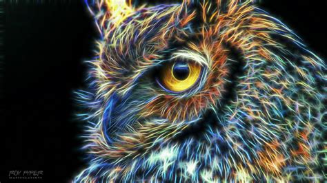 Owl Fractalius Wallpaper Ver2 Animals Owl Fractal Art